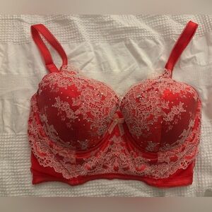 Victoria's Secret Red and White Lace Bra